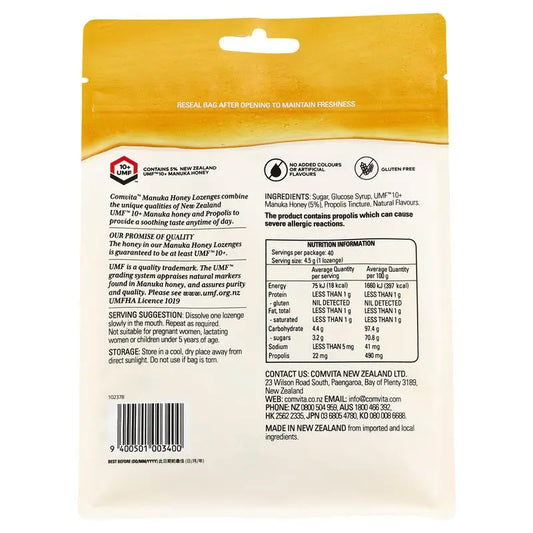 Comvita Manuka Honey Lozenges Lemon 40 Lozenges