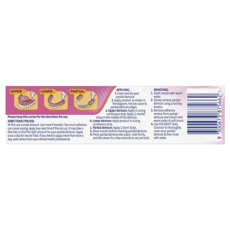 Polident Power Max Hold + Comfort Partial & Denture Adhesive 40g