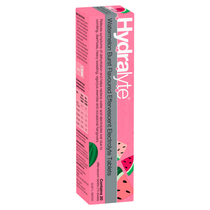 Hydralyte Watermelon Burst Flavoured Effervescent Electrolyte Tablets 20 Tablets