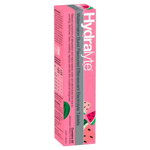 Hydralyte Watermelon Burst Flavoured Effervescent Electrolyte Tablets 20 Tablets