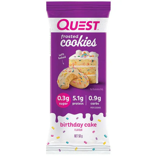 8 x Quest Frosted Cookies Birthday Cake 50g