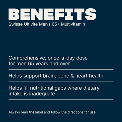 Swisse Ultivite Men's 65+ Multivitamin 60 Tablets Energy 65+ Years Mens Health