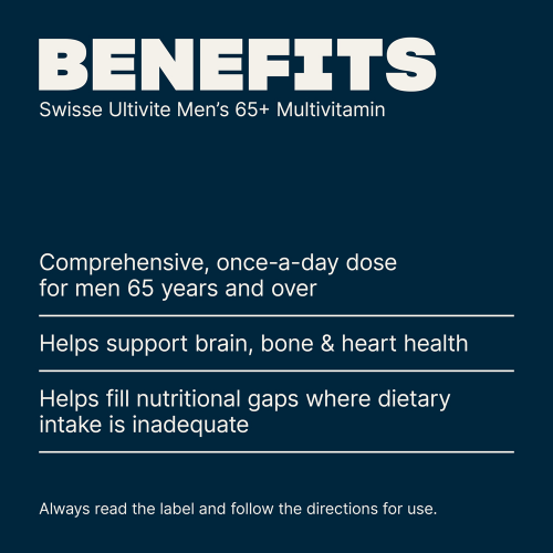 Swisse Ultivite Men's 65+ Multivitamin 60 Tablets Energy 65+ Years Mens Health