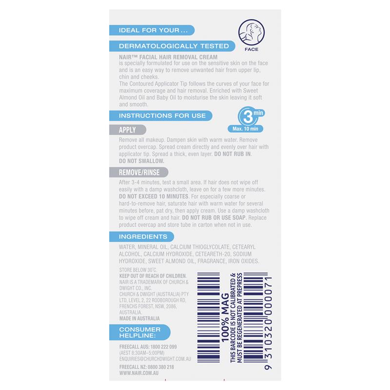 Nair Precision Facial Hair Remover Cream Sensitive 20g
