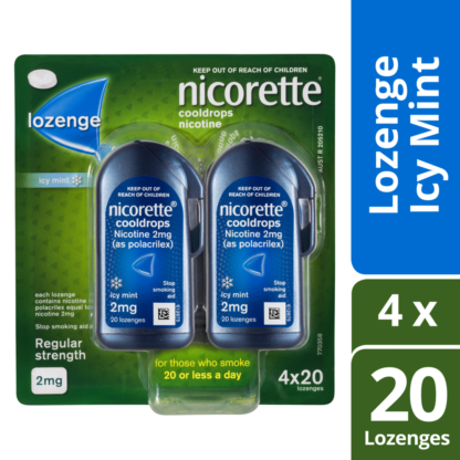 Nicorette Lozenge Cooldrops Nicotine 2mg 4 x 20 Pack – Icy Mint