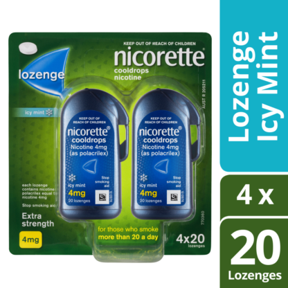 Nicorette Lozenge Cooldrops Nicotine 4mg 4 x 20 Pack – Icy Mint