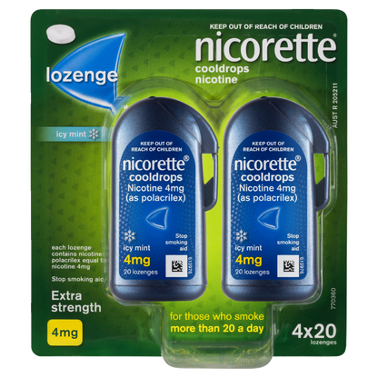Nicorette Lozenge Cooldrops Nicotine 4mg 4 x 20 Pack – Icy Mint