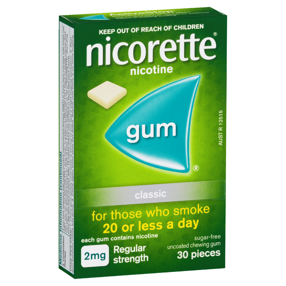 Nicorette Gum Nicotine 2mg 30 Pieces – Classic