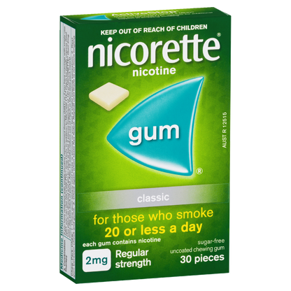 Nicorette Gum Nicotine 2mg 30 Pieces – Classic