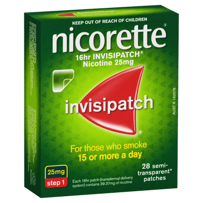 Nicorette 16hr Invisipatch Step 1 (25mg/16hr) 28 Patches