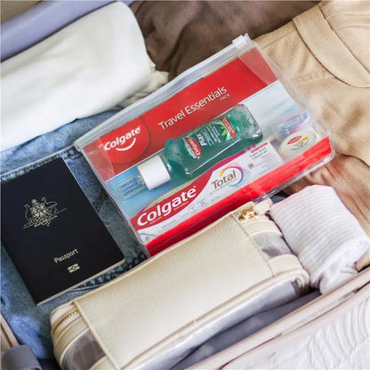 Colgate Travel Essentials Toothbrush, Toothpaste, Mouthwash, Floss & travel bag Pack