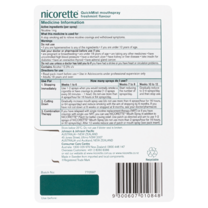 Nicorette QuickMist Mouth Spray 150 Sprays – Fresh Mint