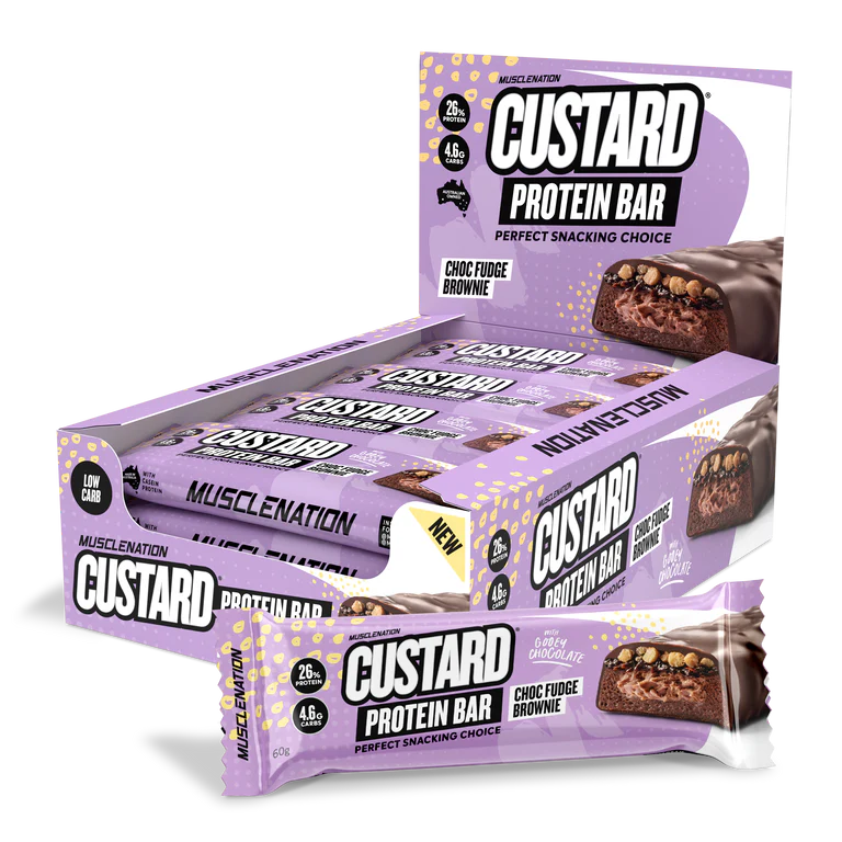 Muscle Nation Protein Custard Bar Choc Fudge Brownie 60g,Box of 12