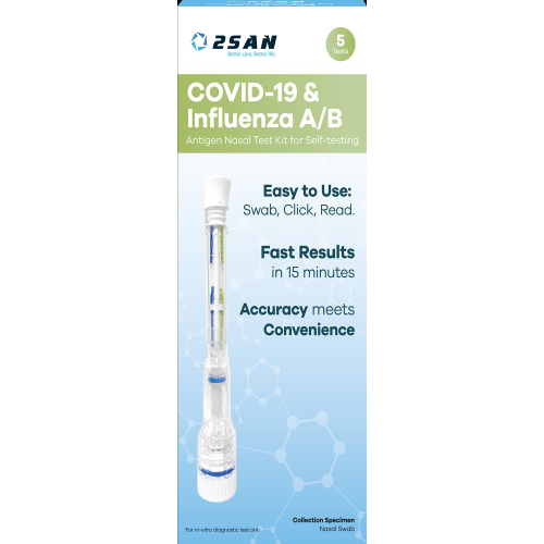 2san Covid-19 & Influenza A/b Antigen Nasal Pen Self Nasal Test - 5pk