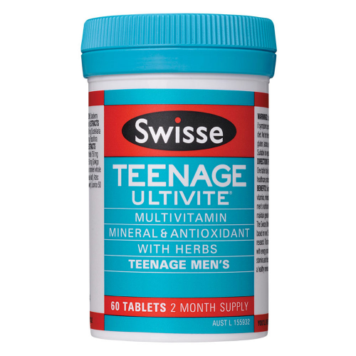 Swisse Ultivite Teenage Men's Multivitamin 60 Tablets Energy Immune Skin Health