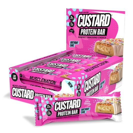 Muscle Nation Protein Custard Bar Birthday Cake 60g, Box of 12