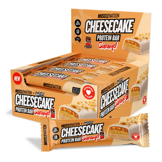 Muscle Nation Cheesecake Bar Caramel 50g, Box of 12