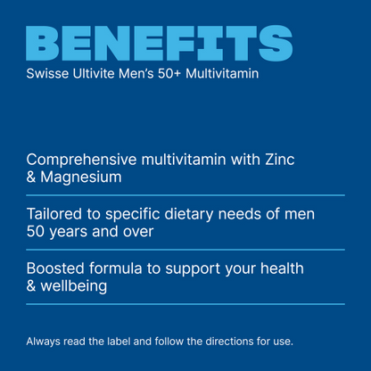 Swisse Ultivite Men's 50+ Multivitamin 60 Tablets Energy Cognitive Function