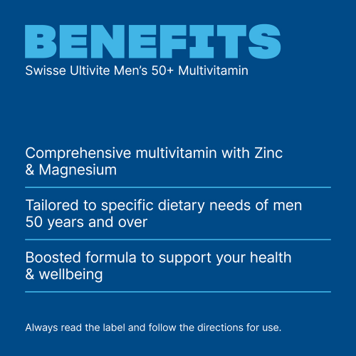 Swisse Ultivite Men's 50+ Multivitamin 60 Tablets Energy Cognitive Function