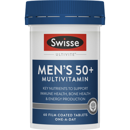 Swisse Ultivite Men's 50+ Multivitamin 60 Tablets Energy Cognitive Function