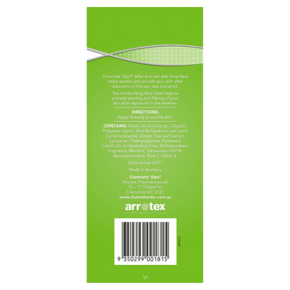 3 x Chemist's Own After Sun Gel ALOE VERA GEL 125g Tube