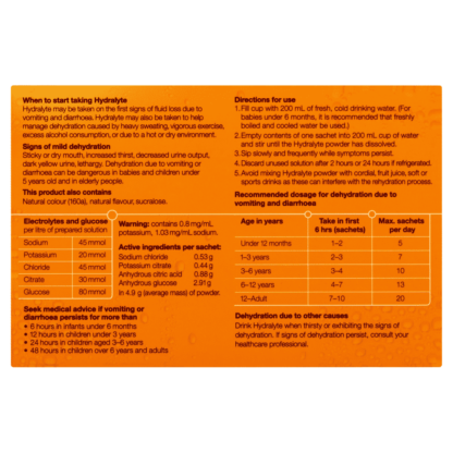 Hydralyte Electrolyte Powder 24 Sachets – Orange