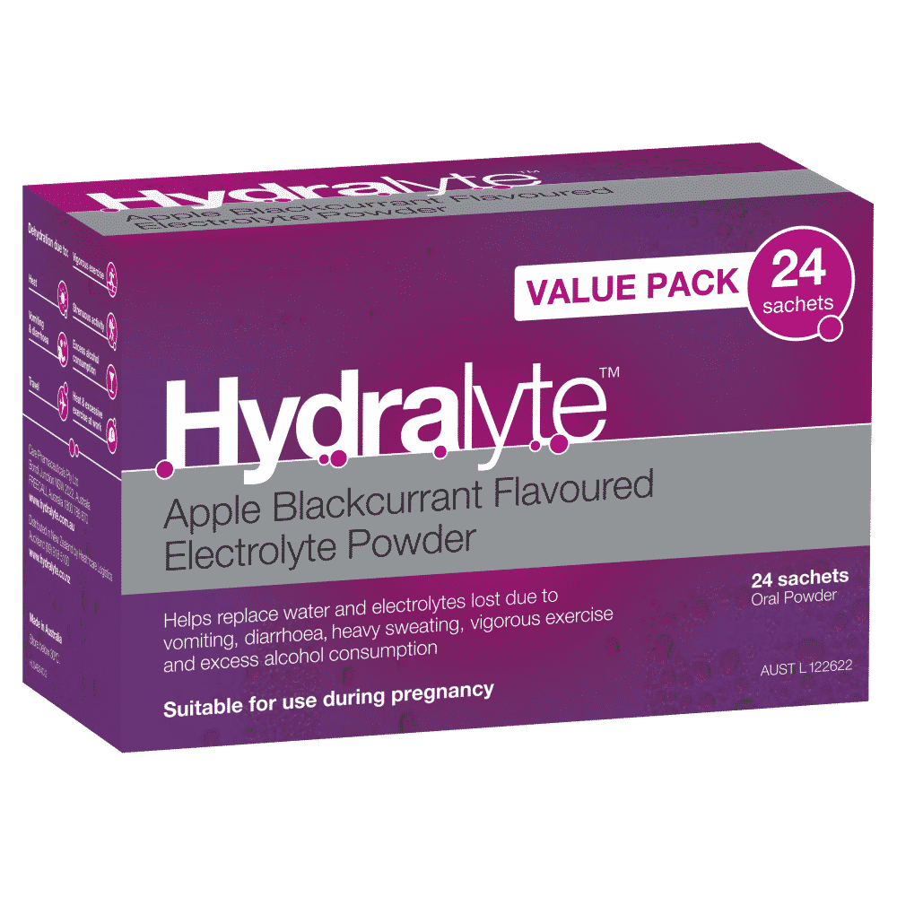 Hydralyte Electrolyte Powder 24 Sachets – Apple Blackcurrant