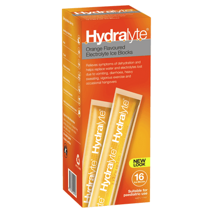Hydralyte Electrolyte Ice Blocks 16 x 62.5mL (1 Litre)