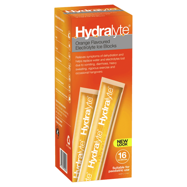 Hydralyte Electrolyte Ice Blocks 16 x 62.5mL (1 Litre) - MyAussieChemist