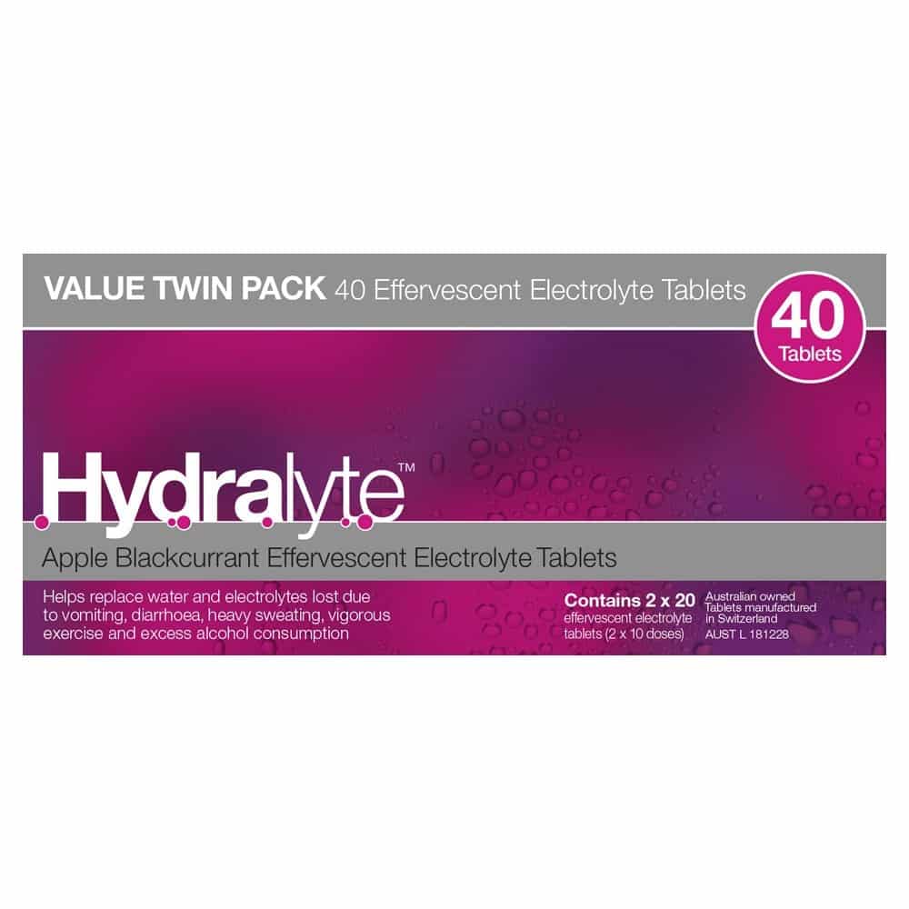 Hydralyte Effervescent Electrolyte 40 Tablets – Apple Blackcurrant
