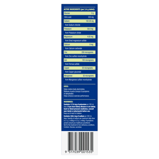 Hydralyte Sports Effervescent Electrolyte 20 Tablets – Lemon Lime