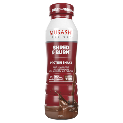 Musashi Shred and & Burn 6 x 375mL Protein Shakes Chocolate Flavour