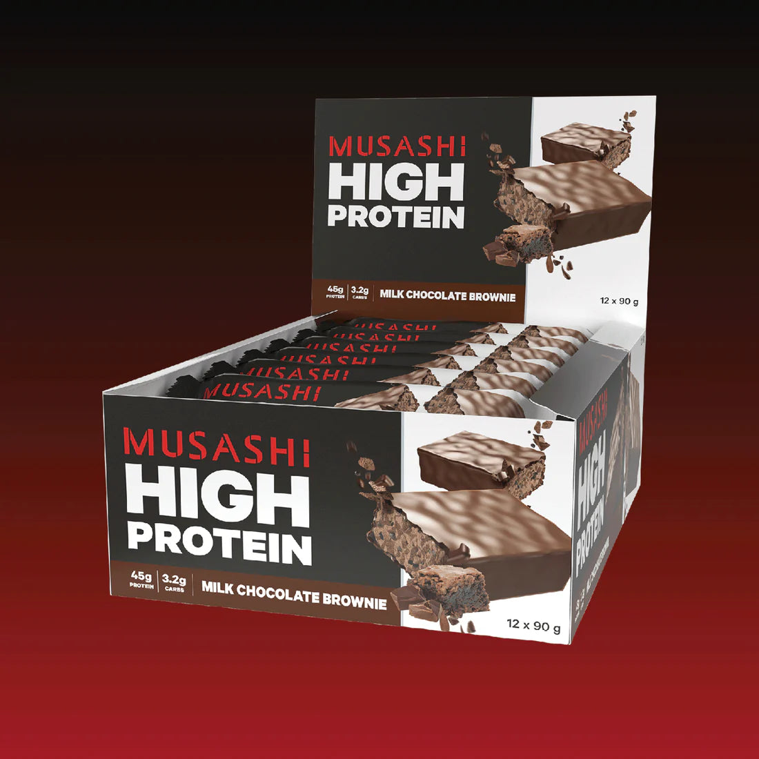 Musashi High Protein 12 x 90g Bars P45 Low Carb Advanced Protein Blend