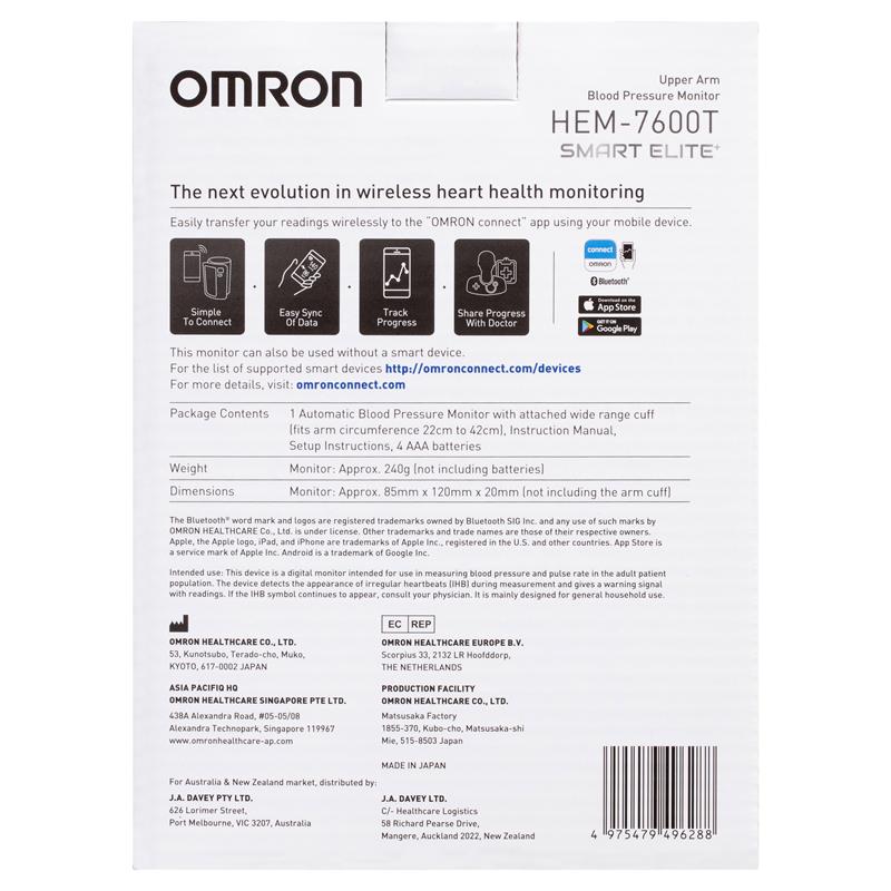 Omron HEM7600T Smart Elite+ Blood Pressure Monitor