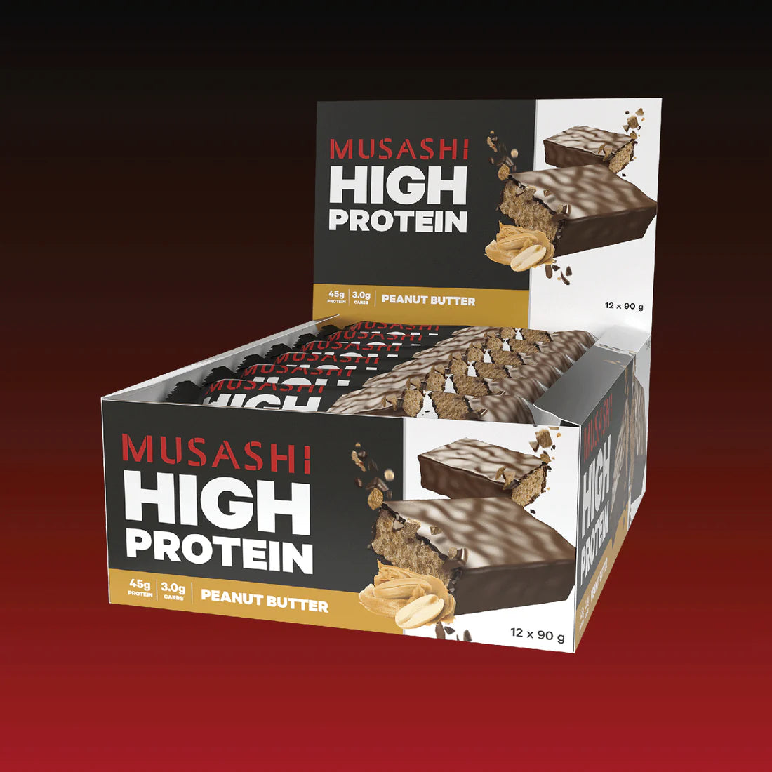 Musashi High Protein 12 x 90g Bars P45 Low Carb Advanced Protein Blend