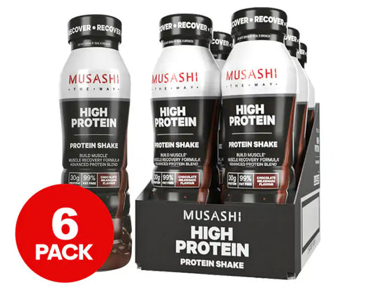 6 x Musashi High Protein Shakes Chocolate 375mL
