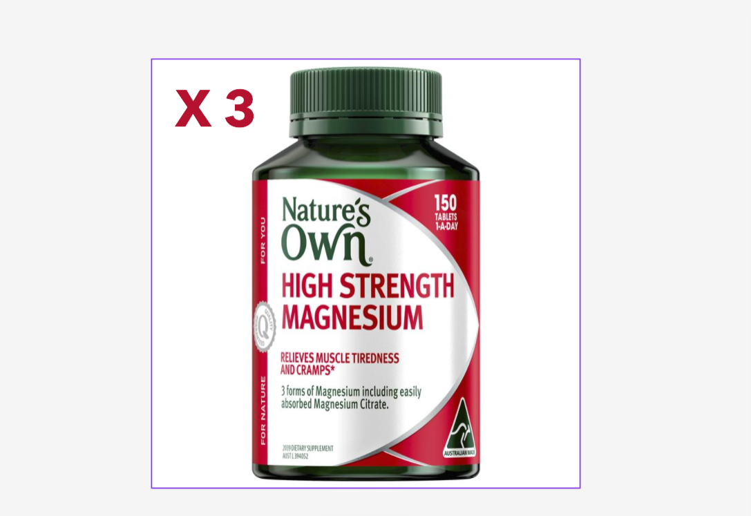 3 x Nature's Own High Strength Magnesium 150 Tablets