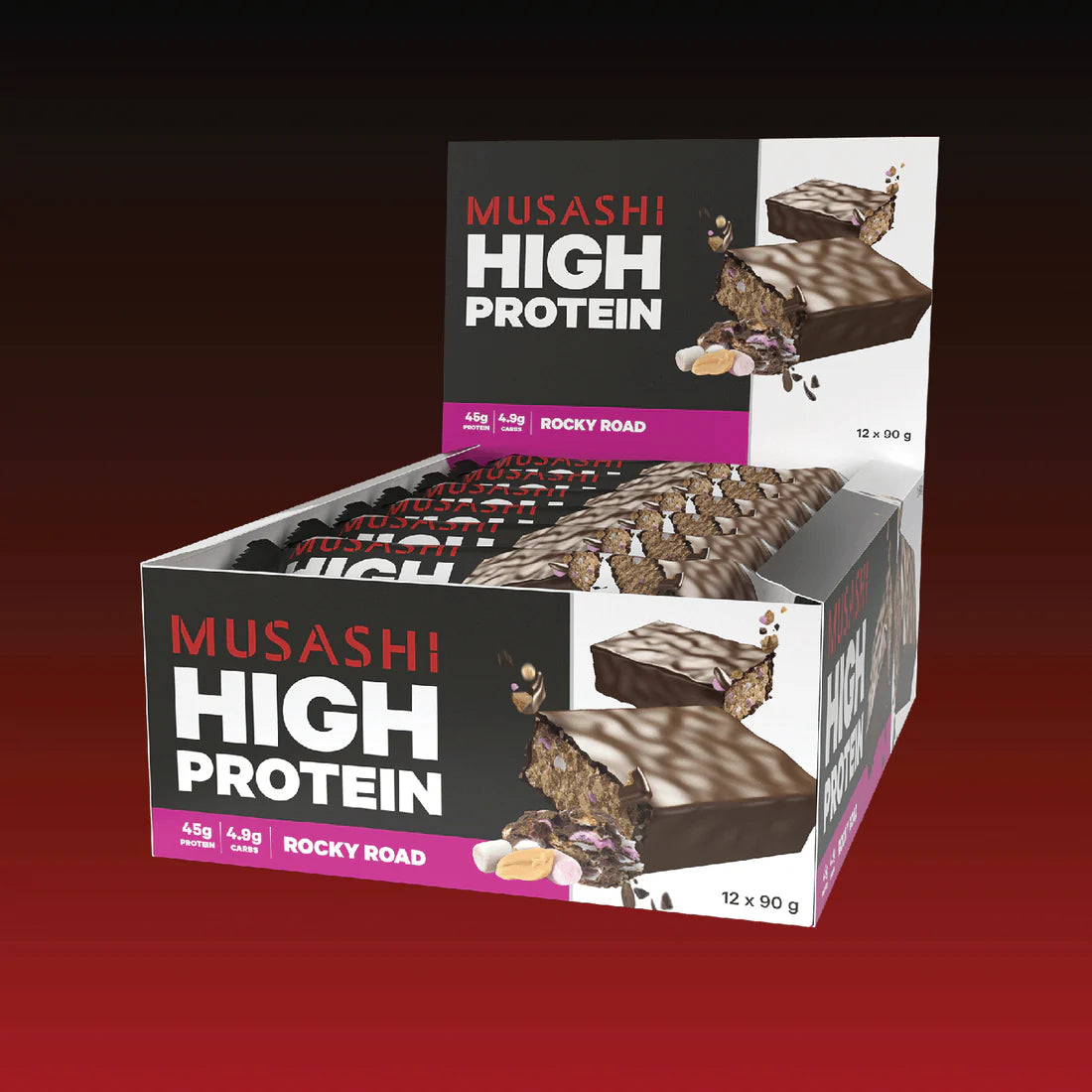 Musashi High Protein 12 x 90g Bars P45 Low Carb Advanced Protein Blend