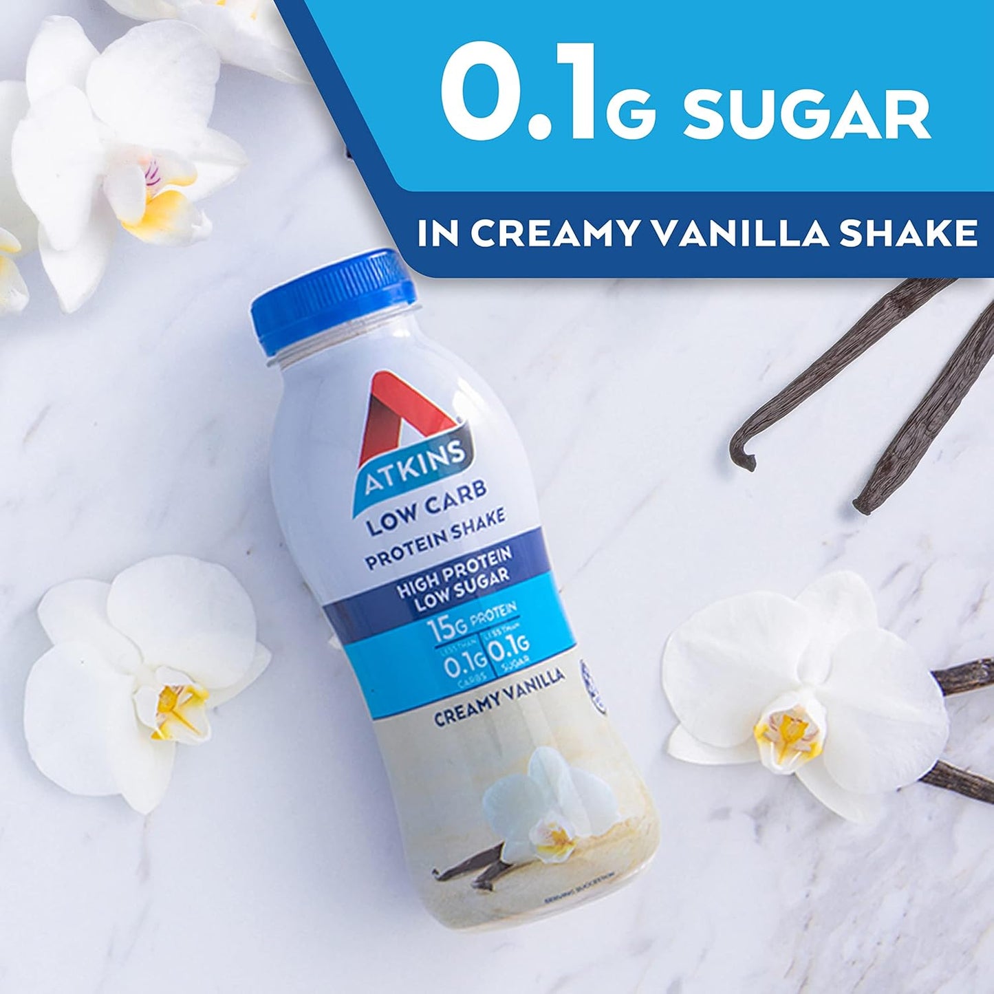 Atkins ready to drink 330ml  Protein Shake Vanilla x 6