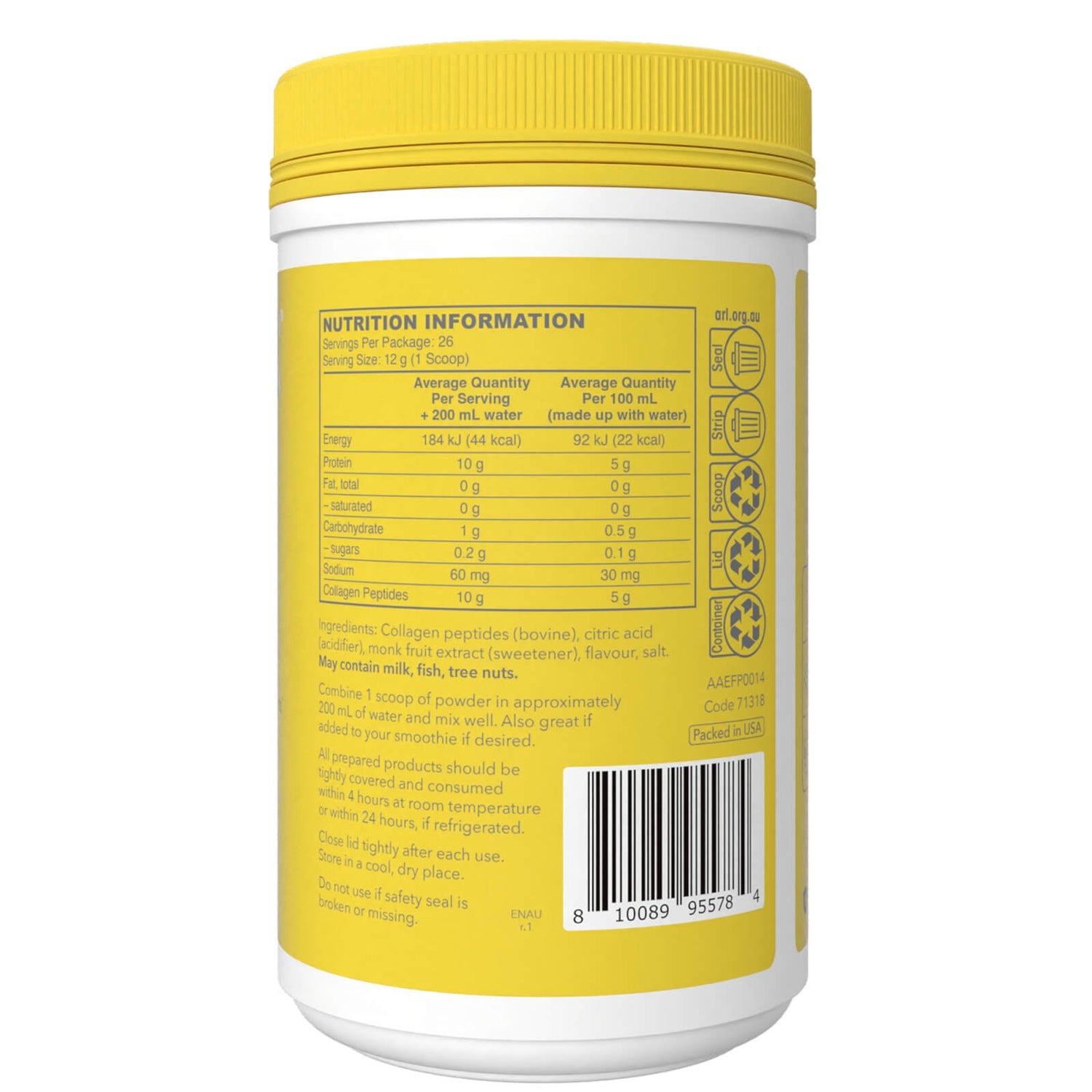 VITAL PROTEINS LEMON FLAVOUR COLLAGEN PEPTIDES 313G