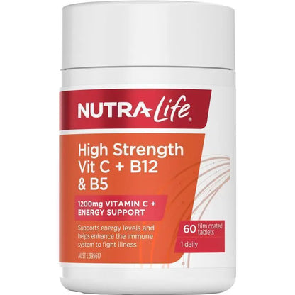 Nutra-Life High Strength Vit C + B12 & B5 60 Tablets