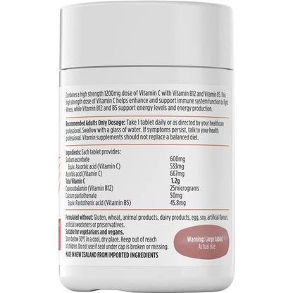 Nutra-Life High Strength Vit C + B12 & B5 60 Tablets