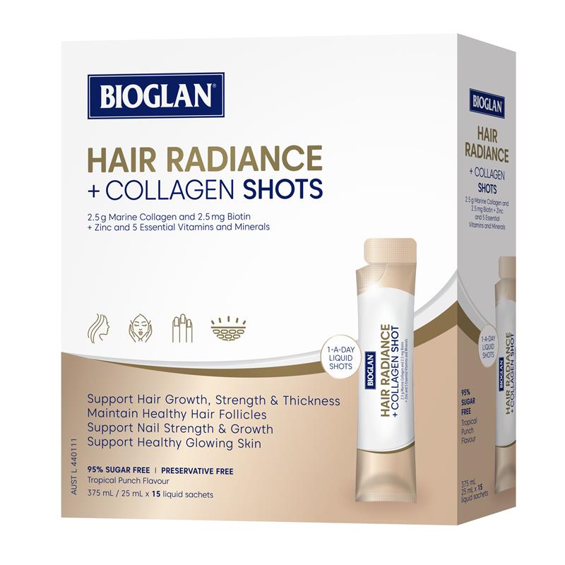 Bioglan Hair Radiance + Collagen Shots 25ml x15 "expiry 07/2026"
