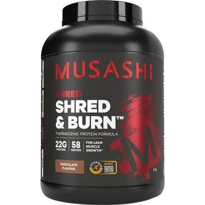 Musashi Shred & Burn Protein Powder Choose 340g 900g 2KG and Chocolate / Vanilla