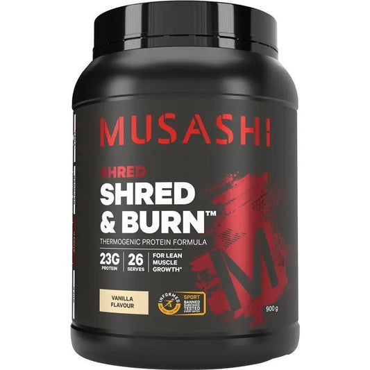 Musashi Shred & Burn Protein Powder Choose 340g 900g 2KG and Chocolate / Vanilla