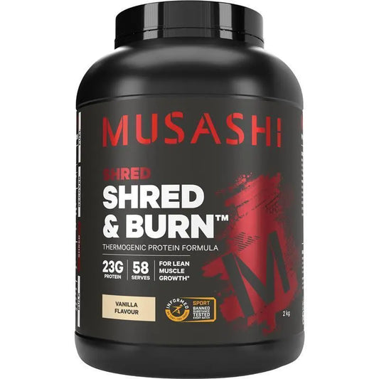 Musashi Shred & Burn Protein Powder Choose 340g 900g 2KG and Chocolate / Vanilla
