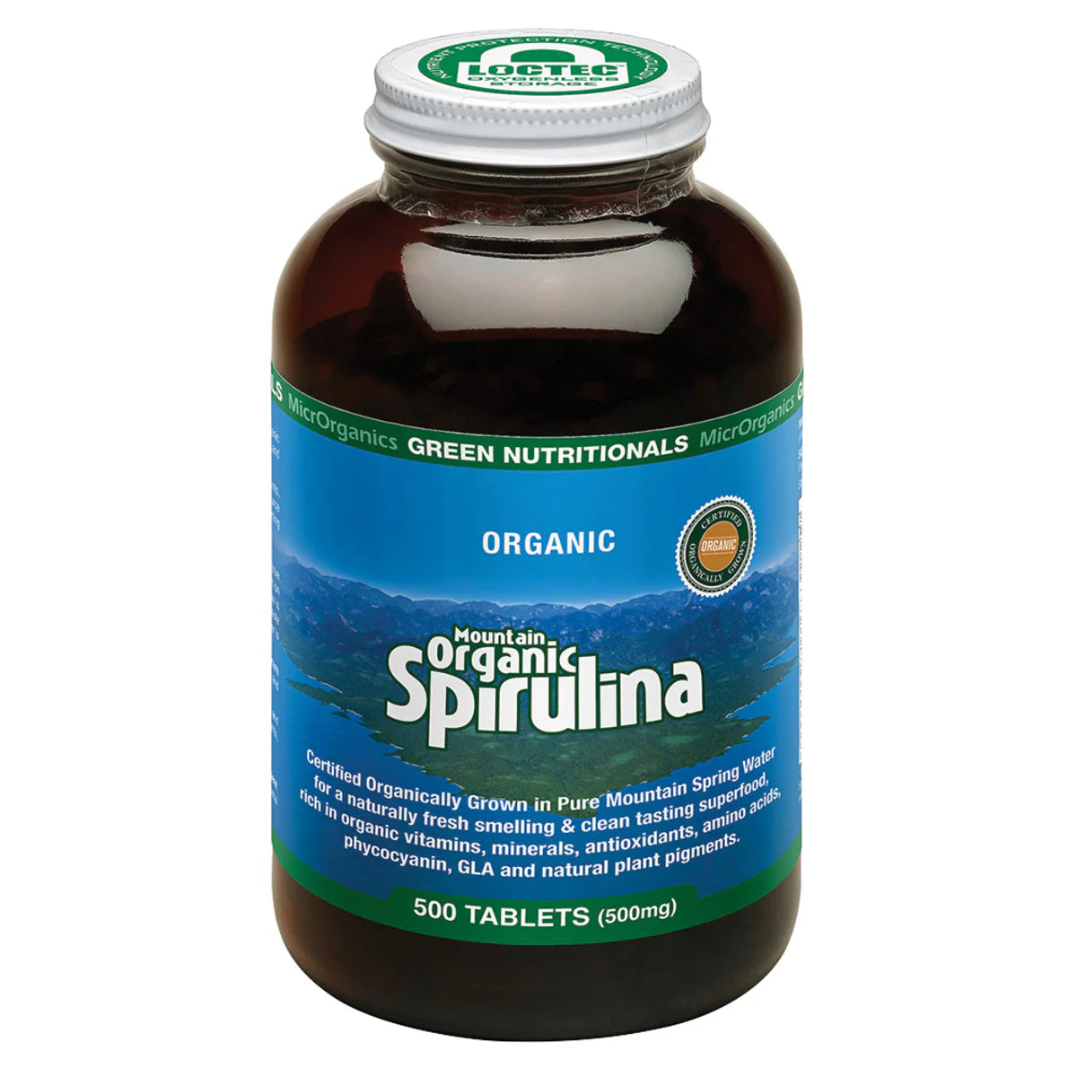 MicrOrganics Green Nutritionals Mountain Organic Spirulina 500mg 500 Tablets