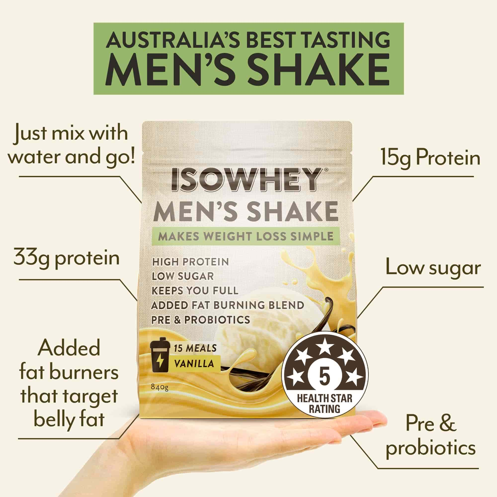 IsoWhey Men's Shake Vanilla 840g