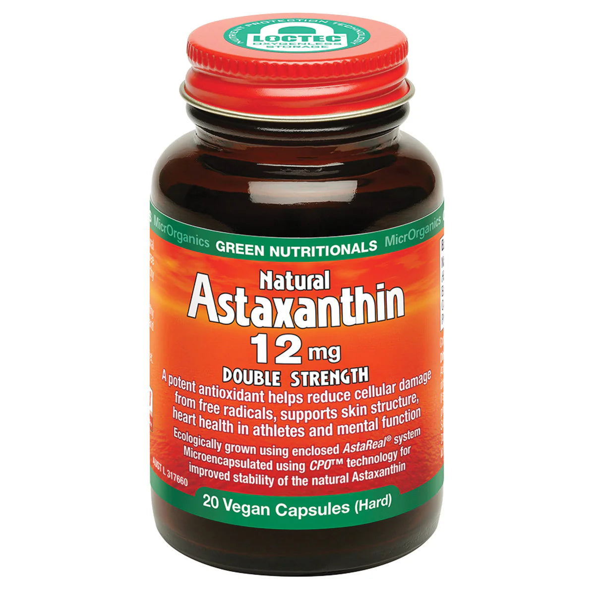 MicrOrganics Green Nutritionals Natural Astaxanthin 12mg 20 Capsules