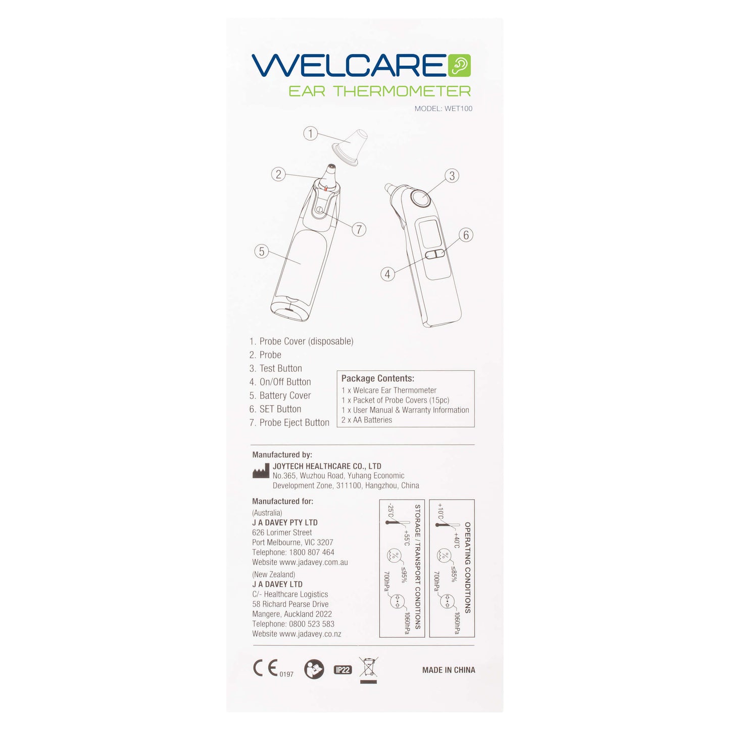 Welcare 2 In 1 Ear Thermometer